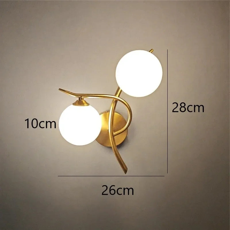 Nordic Modern LED Iron Wall Lamp Bedroom Bedside Corridor Glass Ball G9 Light