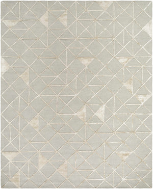 Botiu Blue Geometric Hand Tufted Wool Area Rug - Clearance