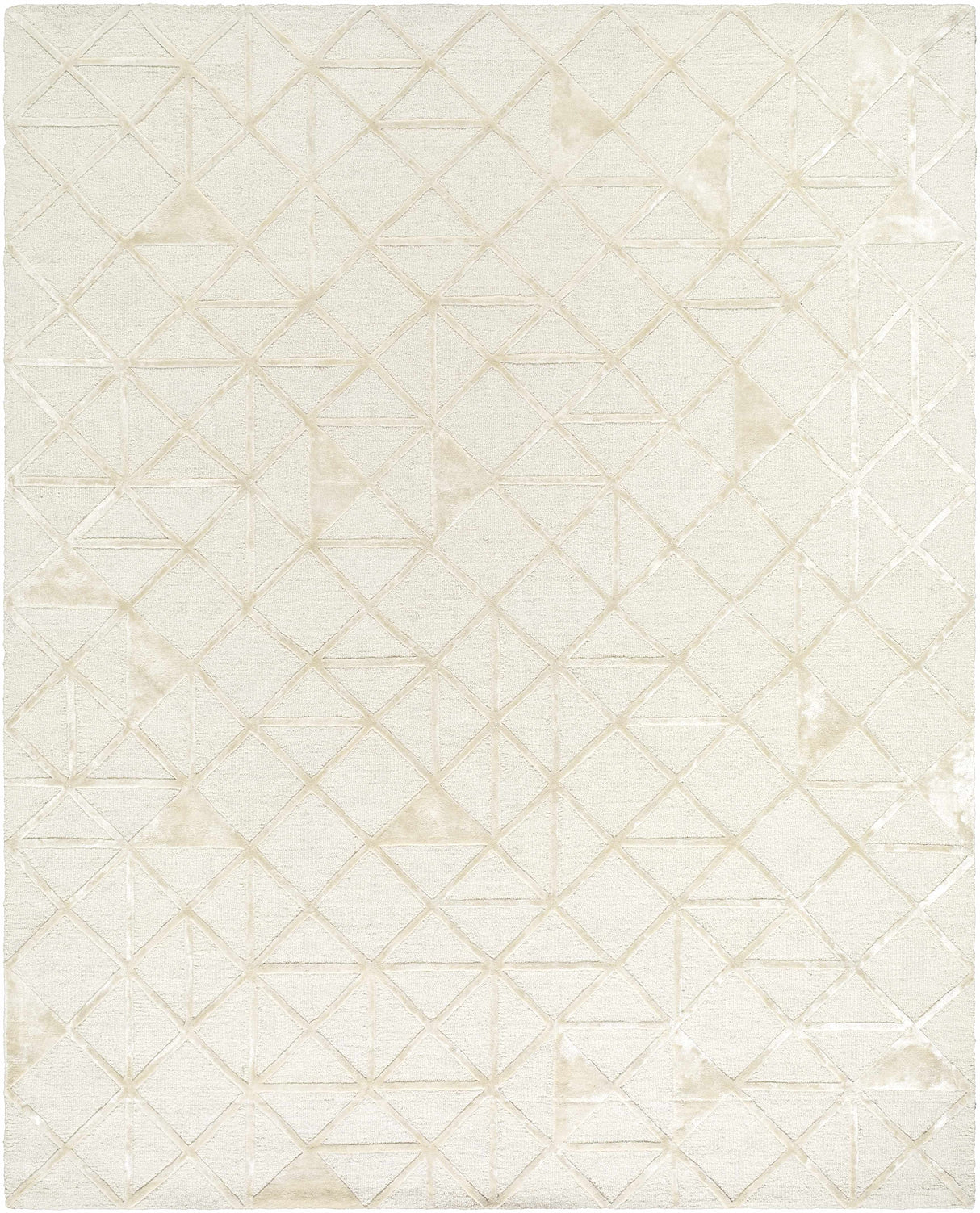 Jevau Beige Geometric Hand Tufted Wool Area Rug - Clearance