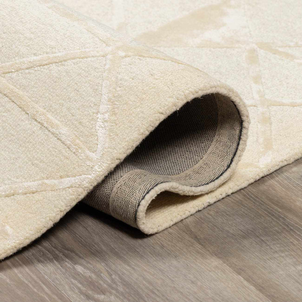 Jevau Beige Geometric Hand Tufted Wool Area Rug - Clearance