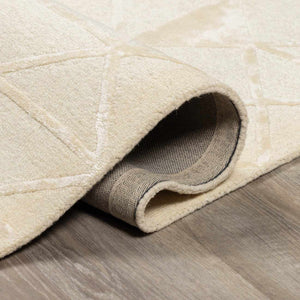 Jevau Beige Geometric Hand Tufted Wool Area Rug - Clearance
