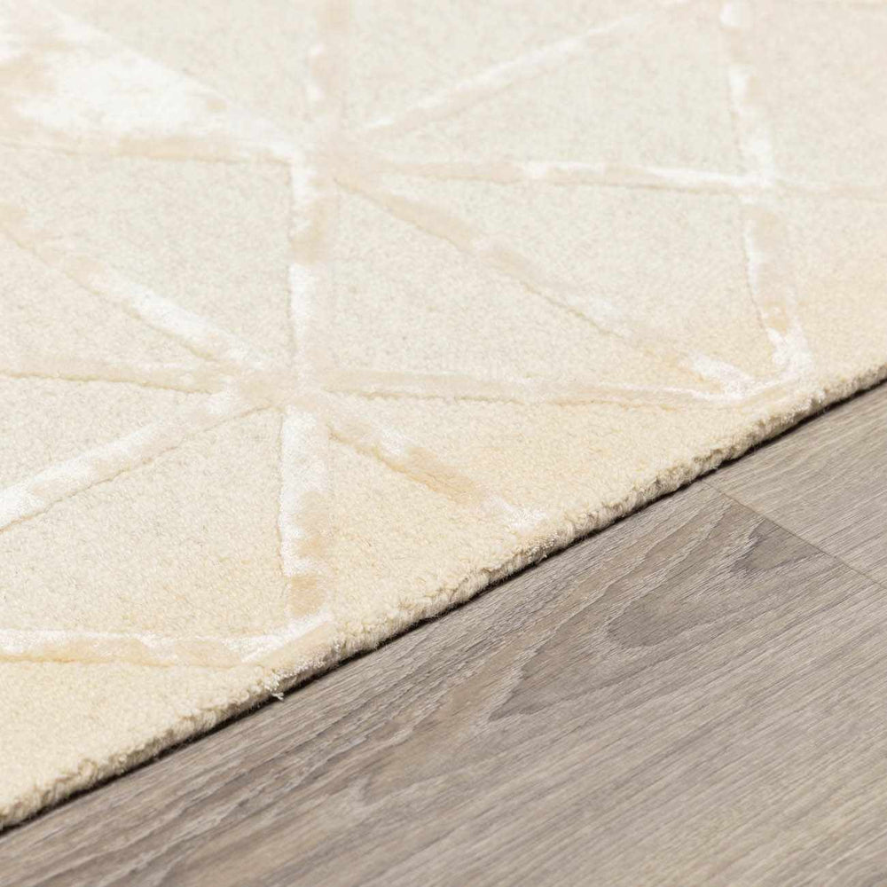 Jevau Beige Geometric Hand Tufted Wool Area Rug - Clearance
