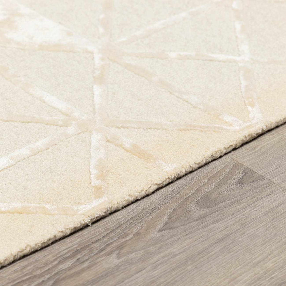 Jevau Beige Geometric Hand Tufted Wool Area Rug - Clearance
