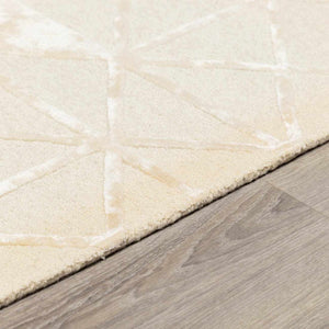 Jevau Beige Geometric Hand Tufted Wool Area Rug - Clearance