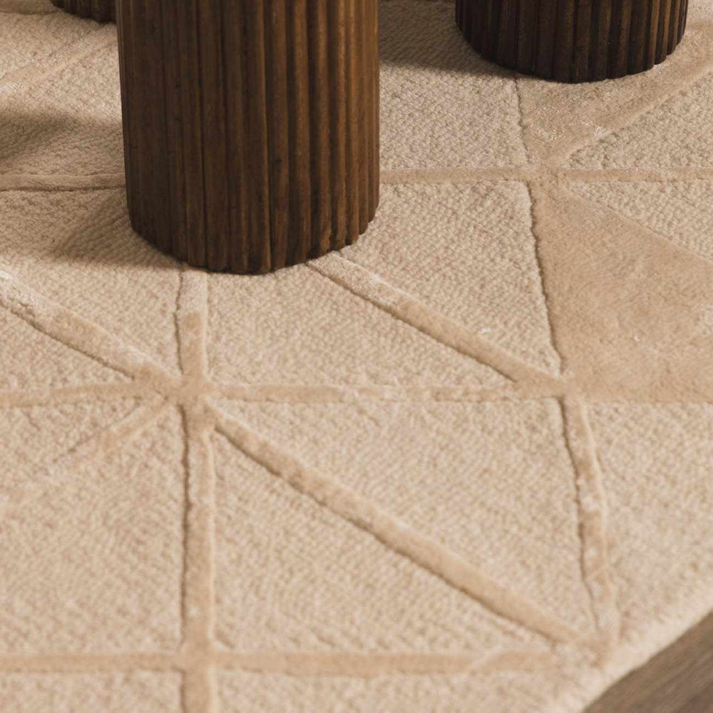 Jevau Beige Geometric Hand Tufted Wool Area Rug - Clearance