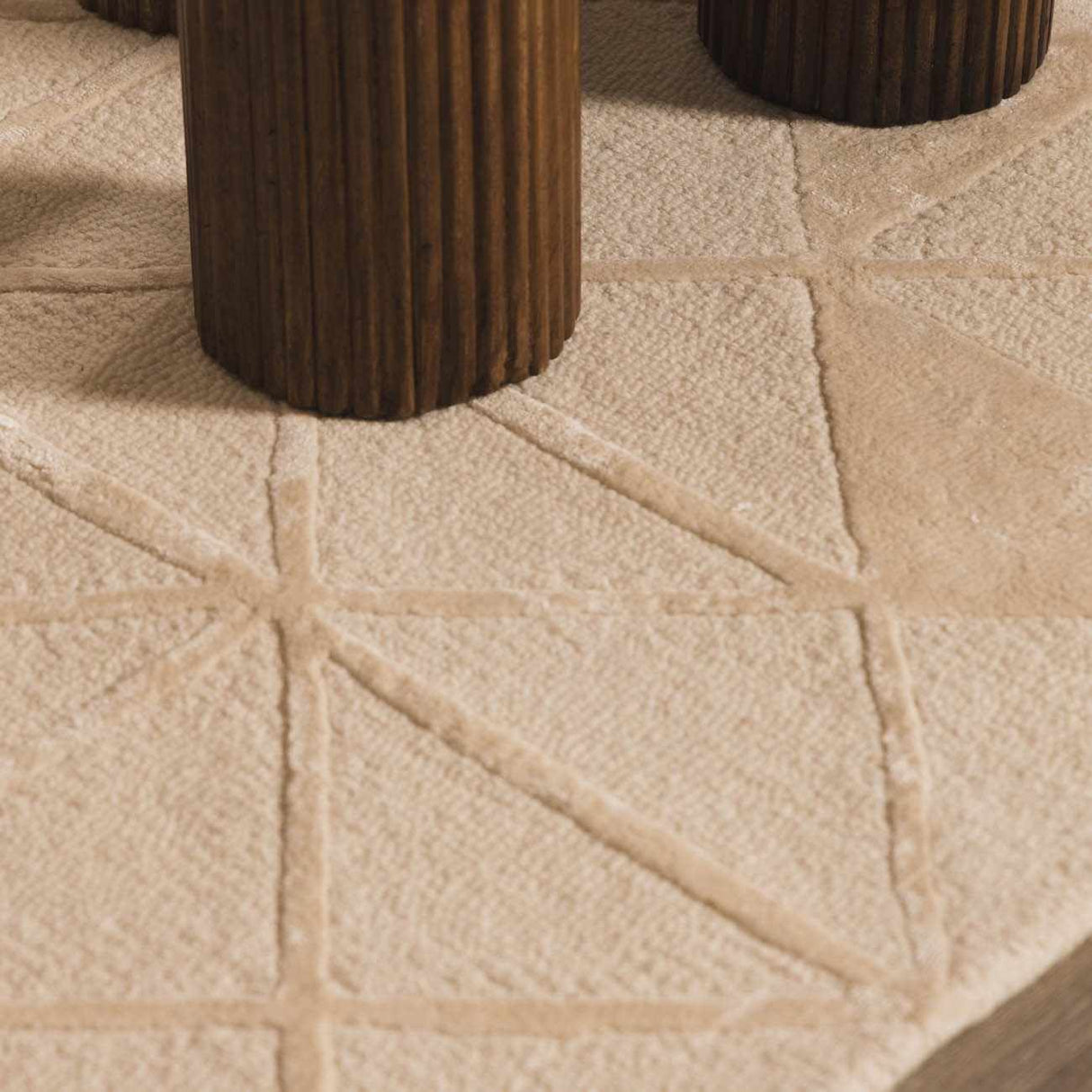 Jevau Beige Geometric Hand Tufted Wool Area Rug - Clearance