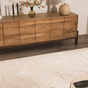 Jevau Beige Geometric Hand Tufted Wool Area Rug - Clearance