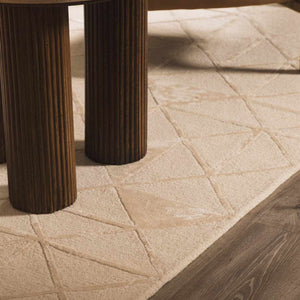 Jevau Beige Geometric Hand Tufted Wool Area Rug - Clearance