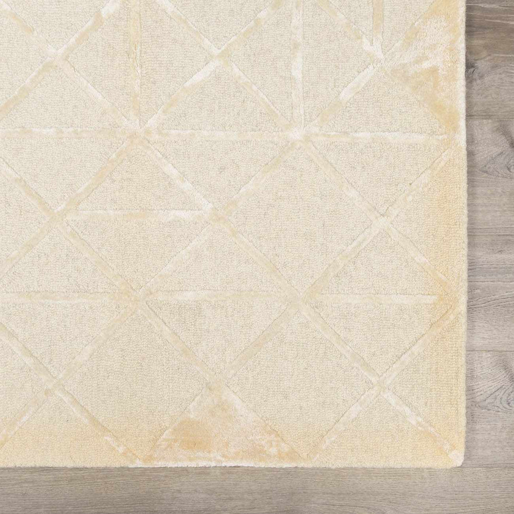 Jevau Beige Geometric Hand Tufted Wool Area Rug - Clearance