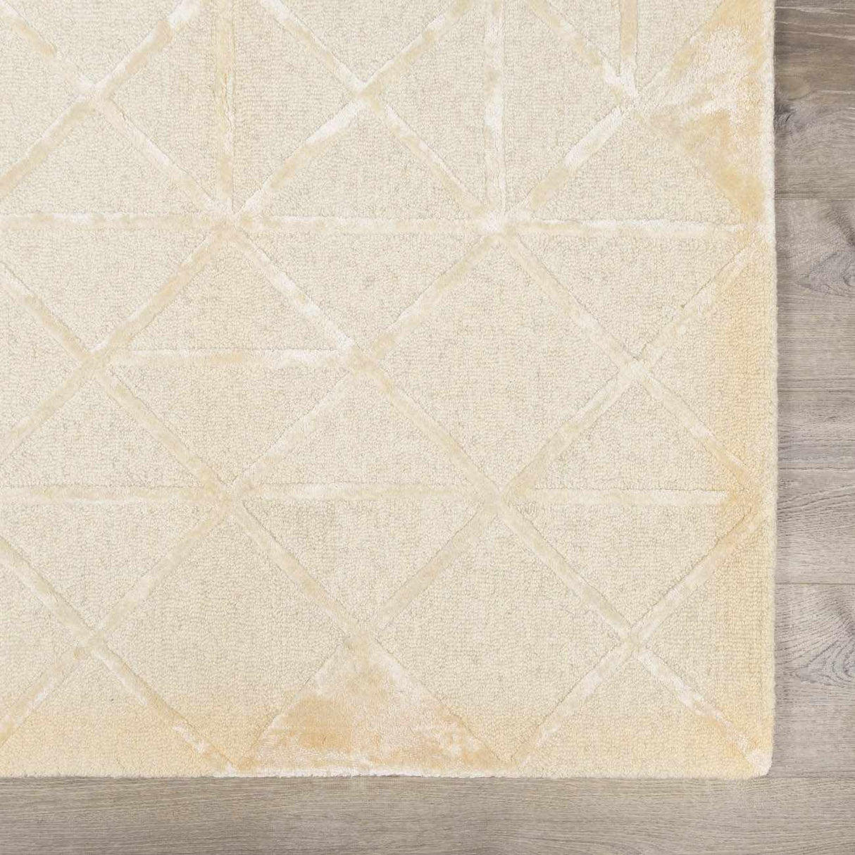 Jevau Beige Geometric Hand Tufted Wool Area Rug - Clearance