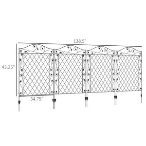 4 Pack Steel Foldable Fence Floral Trellis Panel Animal Barrier