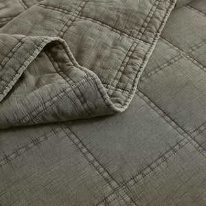 King/California King 3-Piece Sage Green Faded Stone Washed Cotton Quilt Set