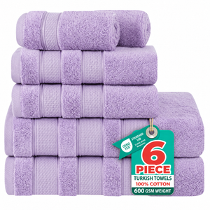 Salem 6 Piece 100% Cotton Luxury Turkish Bath Towel Set