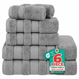 Salem 6 Piece 100% Cotton Luxury Turkish Bath Towel Set