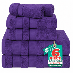Salem 6 Piece 100% Cotton Luxury Turkish Bath Towel Set