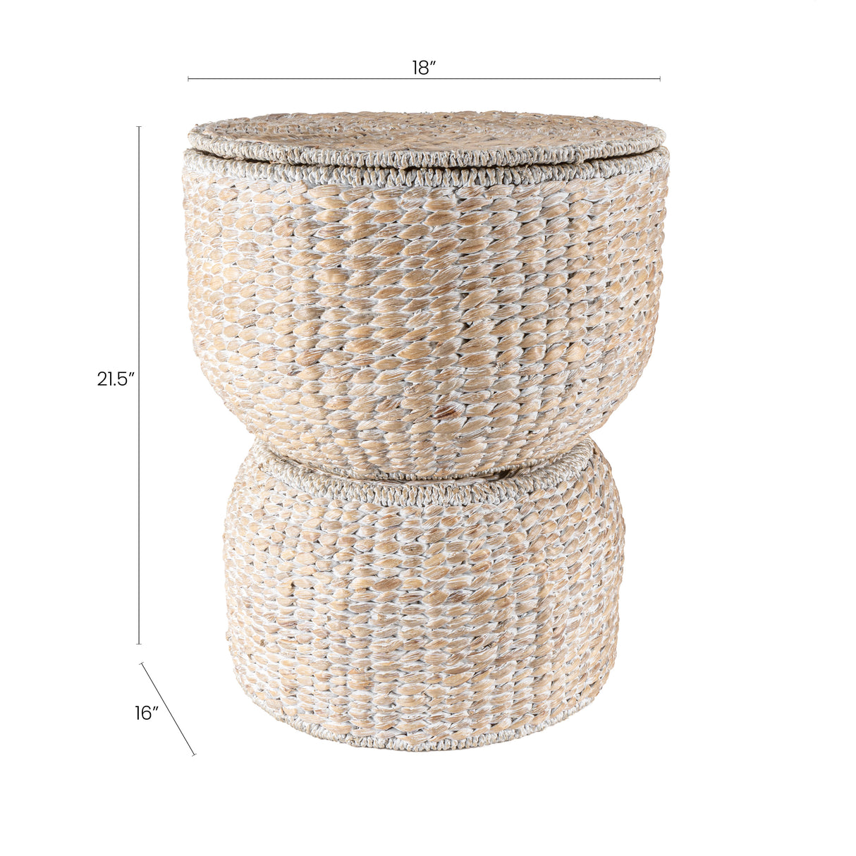 Bhola Hourglass Handwoven Hyacinth Storage Accent Table with Lid