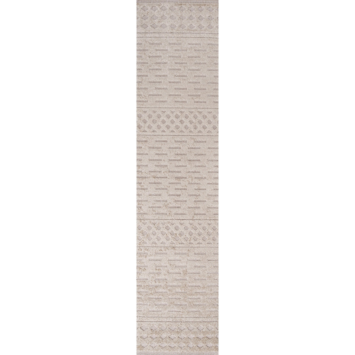 Xlendi High-Low Pile Moroccan Geometric Indoor/Outdoor Runner Rug