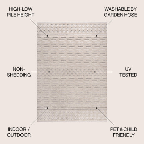 Xlendi High-Low Pile Moroccan Geometric Indoor/Outdoor Area Rug