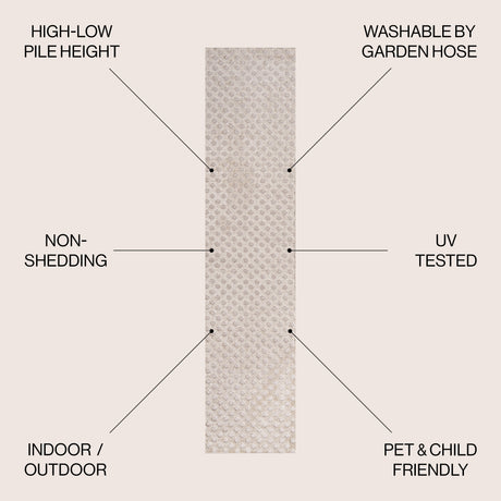 Rabat High-Low Pile Mini-Diamond Trellis Indoor/Outdoor Runner Rug