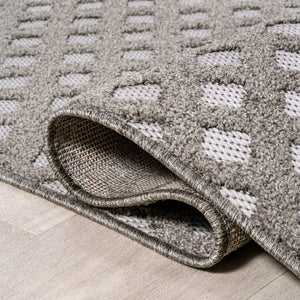 Rabat High-Low Pile Mini-Diamond Trellis Indoor/Outdoor Runner Rug