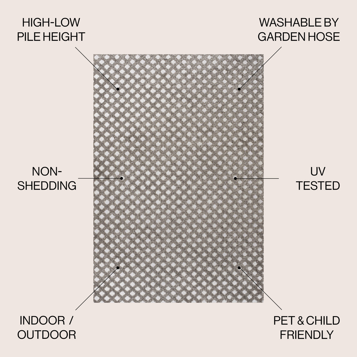 Rabat High-Low Pile Mini-Diamond Trellis Indoor/Outdoor Area Rug
