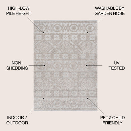Rabat High-Low Pile Mini-Diamond Chic Indoor/Outdoor Area Rug