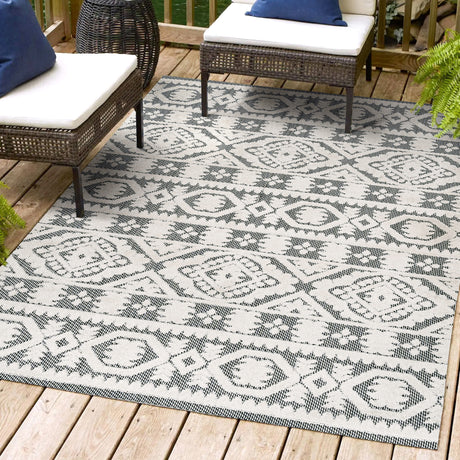 Rabat High-Low Pile Mini-Diamond Chic Indoor/Outdoor Area Rug