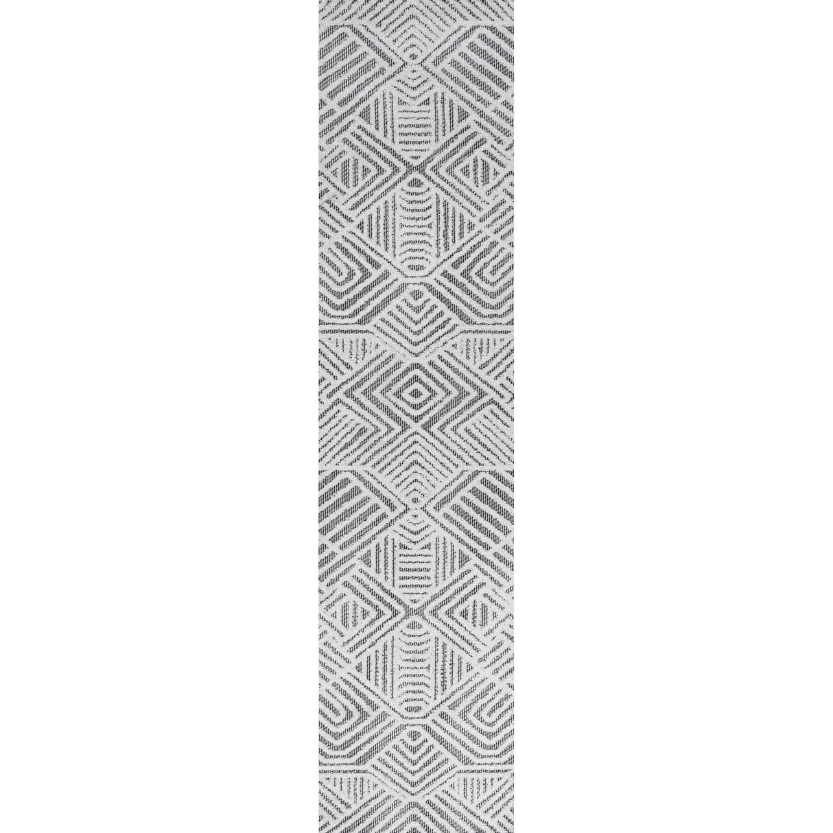 Jordan High-Low Pile Art Deco Geometric Indoor/Outdoor Runner Rug