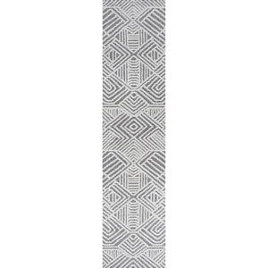 Jordan High-Low Pile Art Deco Geometric Indoor/Outdoor Runner Rug