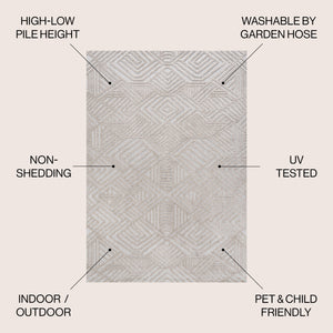 Jordan High-Low Pile Art Deco Geometric Indoor/Outdoor Area Rug