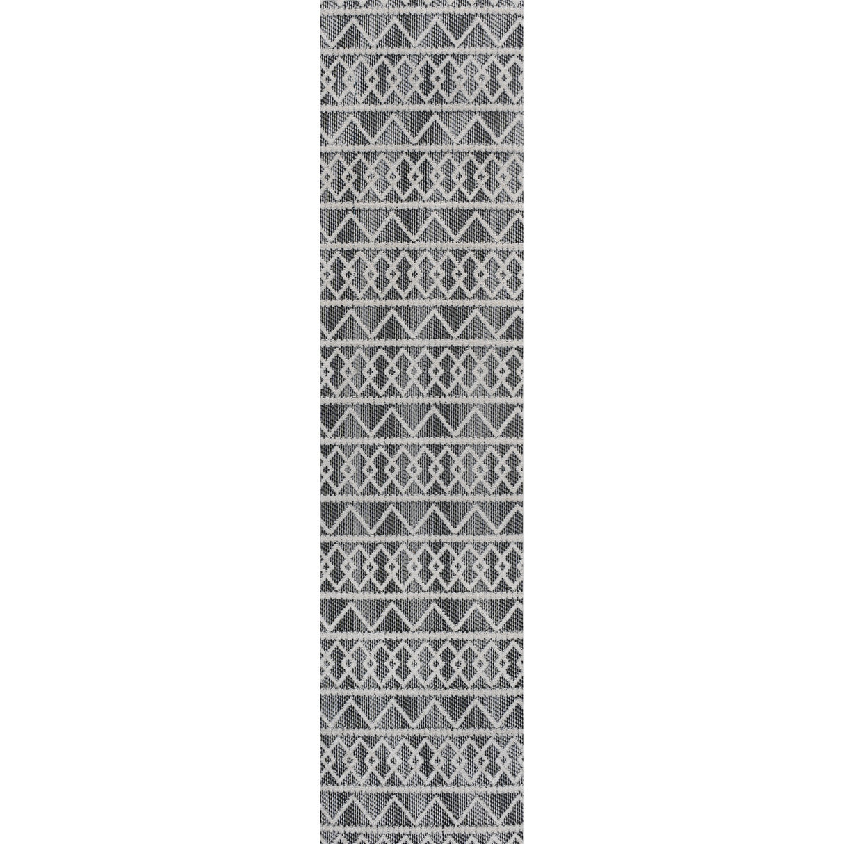 Aylan high-low pile knotted trellis geometric indoor/outdoor runner rug