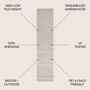Aylan high-low pile knotted trellis geometric indoor/outdoor runner rug