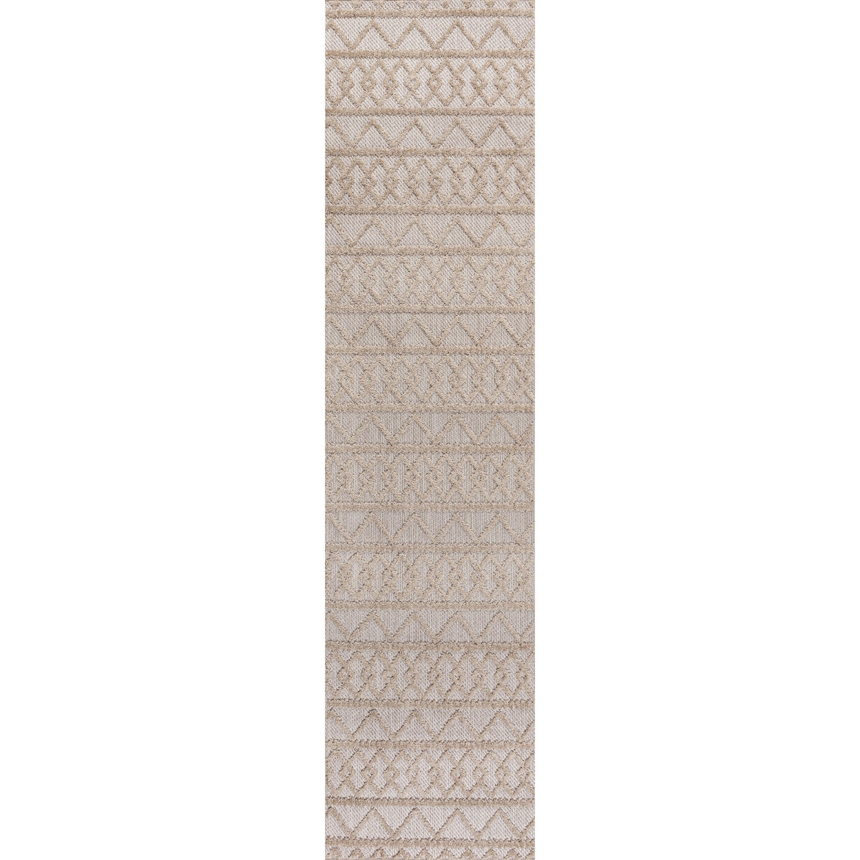 Aylan high-low pile knotted trellis geometric indoor/outdoor runner rug
