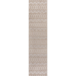 Aylan high-low pile knotted trellis geometric indoor/outdoor runner rug