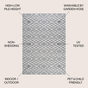 Ararat High-Low Pile Moroccan Diamond Modern Indoor/Outdoor Area Rug