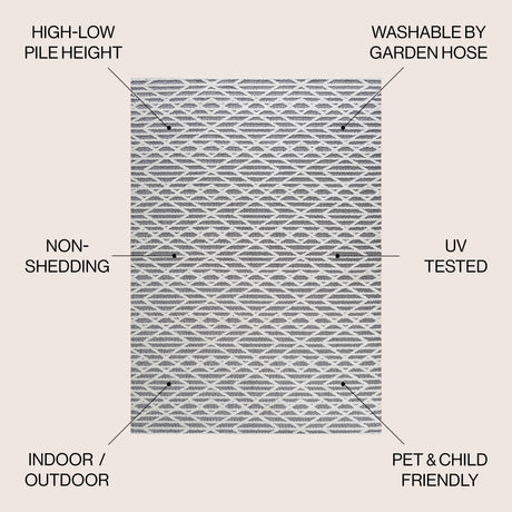 Ararat High-Low Pile Moroccan Diamond Modern Indoor/Outdoor Area Rug