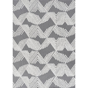 Jazz High-Low Pile Art Deco Geometric Indoor/Outdoor Area Rug