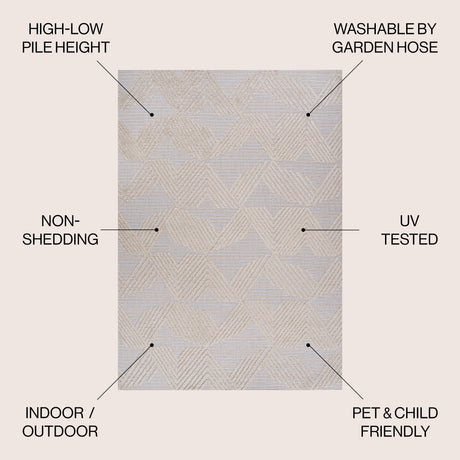 Jazz High-Low Pile Art Deco Geometric Indoor/Outdoor Area Rug