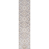 Sumak High-Low Pile Neutral Diamond Kilim Indoor/Outdoor Runner Rug