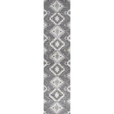 Sumak High-Low Pile Neutral Diamond Kilim Indoor/Outdoor Runner Rug