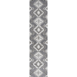 Sumak High-Low Pile Neutral Diamond Kilim Indoor/Outdoor Runner Rug