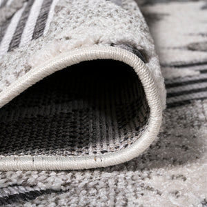Sumak High-Low Pile Neutral Diamond Kilim Indoor/Outdoor Runner Rug