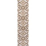 Sumak High-Low Pile Neutral Diamond Kilim Indoor/Outdoor Runner Rug
