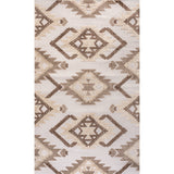 Sumak High-Low Pile Neutral Diamond Kilim Indoor/Outdoor Area Rug
