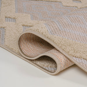 Duwun High-Low Pile Ogee Trellis Tone-on-Tone Indoor/Outdoor Area Rug