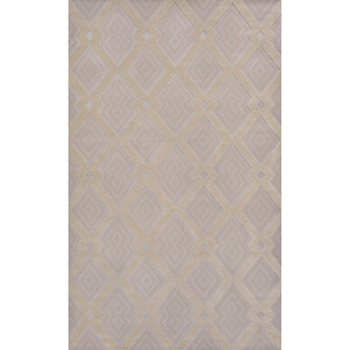 Duwun High-Low Pile Ogee Trellis Tone-on-Tone Indoor/Outdoor Area Rug
