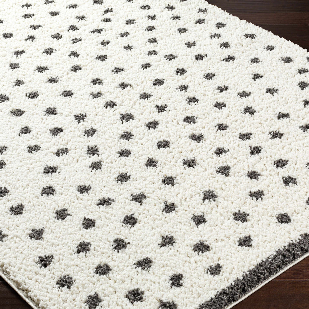 Chaia Dotted Black & White Plush Rug