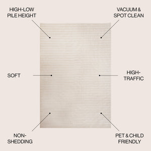 Aarhus High-Low Minimalist Scandi Striped Indoor/Outdoor Area Rug