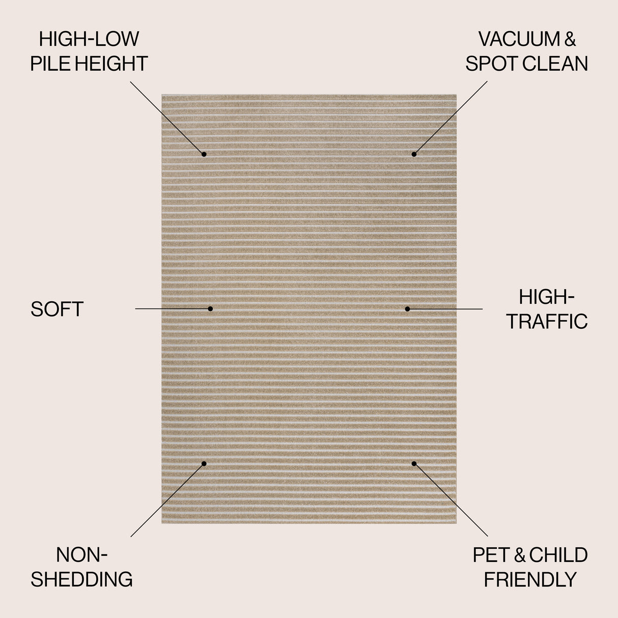 Aarhus High-Low Minimalist Striped Indoor/Outdoor Area Rug