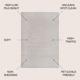 Aarhus High-Low Minimalist Scandi Striped Indoor/Outdoor Area Rug